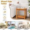 imageOutvita Patio Small Side Table Acacia Wood 18 inch DoubleDeck Coffee Table with Storage Tier for Living Room Garden Balcony Porch Deck BlackTeak Color