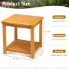 imageOutvita Patio Small Side Table Acacia Wood 18 inch DoubleDeck Coffee Table with Storage Tier for Living Room Garden Balcony Porch Deck BlackTeak Color