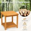 imageOutvita Patio Small Side Table Acacia Wood 18 inch DoubleDeck Coffee Table with Storage Tier for Living Room Garden Balcony Porch Deck BlackTeak Color