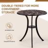 imageOutvita Patio Table and Chairs Set Cast Aluminum Outdoor Cafe Table and Chairs Set of 3 Stability Patio Bistro Sets for Garden Patio Balcony Leaf Pattern Bronze