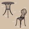 imageOutvita Patio Table and Chairs Set Cast Aluminum Outdoor Cafe Table and Chairs Set of 3 Stability Patio Bistro Sets for Garden Patio Balcony Leaf Pattern Bronze
