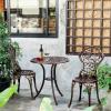imageOutvita Patio Table and Chairs Set Cast Aluminum Outdoor Cafe Table and Chairs Set of 3 Stability Patio Bistro Sets for Garden Patio Balcony Leaf Pattern Bronze