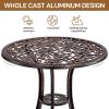 imageOutvita Patio Table and Chairs Set Cast Aluminum Outdoor Cafe Table and Chairs Set of 3 Stability Patio Bistro Sets for Garden Patio Balcony Leaf Pattern Bronze