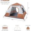 imageOutvita Pop Up Camping Tent 4 Person Waterproof ampamp Windproof Family Tent with Rainfly Portable Easy Setup Outdoor Shelter with Carry Bag for Backpacking Hiking Trip Mountaineerin
