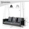 imageOutvita Porch Swing 5FT Hanging Outdoor Porch Swings for Adults Wicker 3 Person Patio Swing with Cushion Pillow and Chain for Garden Backyard Weight Capacity  1000lbsBlack  Grey