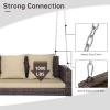 imageOutvita Porch Swing 5FT Hanging Outdoor Porch Swings for Adults Wicker 3 Person Patio Swing with Cushion Pillow and Chain for Garden Backyard Weight Capacity  1000lbsBrown  Khaki