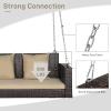 imageOutvita Porch Swing 5FT Hanging Outdoor Porch Swings for Adults Wicker 3 Person Patio Swing with Cushion Pillow and Chain for Garden Backyard Weight Capacity  1000lbsBrown  Khaki