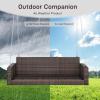 imageOutvita Porch Swing 5FT Hanging Outdoor Porch Swings for Adults Wicker 3 Person Patio Swing with Cushion Pillow and Chain for Garden Backyard Weight Capacity  1000lbsBrown  Khaki