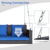 imageOutvita Porch Swing 5FT Hanging Outdoor Porch Swings for Adults Wicker 3 Person Patio Swing with Cushion Pillow and Chain for Garden Backyard Weight Capacity  1000lbsBlack  Blue