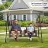 imageOutvita Porch Swing 5FT Hanging Outdoor Porch Swings for Adults Wicker 3 Person Patio Swing with Cushion Pillow and Chain for Garden Backyard Weight Capacity  1000lbsBrown  Khaki