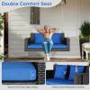imageOutvita Porch Swing 5FT Hanging Outdoor Porch Swings for Adults Wicker 3 Person Patio Swing with Cushion Pillow and Chain for Garden Backyard Weight Capacity  1000lbsBlack  Blue