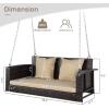 imageOutvita Porch Swing 5FT Hanging Outdoor Porch Swings for Adults Wicker 3 Person Patio Swing with Cushion Pillow and Chain for Garden Backyard Weight Capacity  1000lbsBrown  Khaki