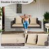 imageOutvita Porch Swing 5FT Hanging Outdoor Porch Swings for Adults Wicker 3 Person Patio Swing with Cushion Pillow and Chain for Garden Backyard Weight Capacity  1000lbsBrown  Khaki