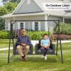 imageOutvita Porch Swing 5FT Hanging Outdoor Porch Swings for Adults Wicker 3 Person Patio Swing with Cushion Pillow and Chain for Garden Backyard Weight Capacity  1000lbsBlack  Grey