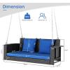 imageOutvita Porch Swing 5FT Hanging Outdoor Porch Swings for Adults Wicker 3 Person Patio Swing with Cushion Pillow and Chain for Garden Backyard Weight Capacity  1000lbsBlack  Blue