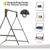imageOutvita Porch Swing Frame 7 FT Rattan Outdoor Swing Stand Heavy Duty Swing Stand Frame with Metal Frame 4 Hanging Rings 1200 LBS Weight Capacity for Backyard Patio GardenIron