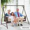 imageOutvita Porch Swing Frame 7 FT Rattan Outdoor Swing Stand Heavy Duty Swing Stand Frame with Metal Frame 4 Hanging Rings 1200 LBS Weight Capacity for Backyard Patio GardenIron