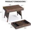 imageOutvita Portable Folding Wicker Table Foldable Outdoor Coffee Table with Steel Frame Easy to Clean Outdoor Deck Furniture with WeatherResistant Rattan for Patio Poolside Lawn Garden Balcony