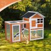 imageOutvita Rabbit Hutch Small Wood Chicken Coop 48quot Guinea Pig Cage wPullOut Tray Waterproof Asphalt Roof Chicken Run Interactive Door for Small Animal Pen OutdoorOrange