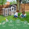 imageOutvita Rabbit Hutch Small Wood Chicken Coop 48quot Guinea Pig Cage wPullOut Tray Waterproof Asphalt Roof Chicken Run Interactive Door for Small Animal Pen OutdoorGrey