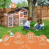 imageOutvita Rabbit Hutch Small Wood Chicken Coop 48quot Guinea Pig Cage wPullOut Tray Waterproof Asphalt Roof Chicken Run Interactive Door for Small Animal Pen OutdoorOrange