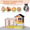imageOutvita Rabbit Hutch Small Wood Chicken Coop 48quot Guinea Pig Cage wPullOut Tray Waterproof Asphalt Roof Chicken Run Interactive Door for Small Animal Pen OutdoorOrange