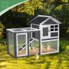 imageOutvita Rabbit Hutch Small Wood Chicken Coop 48quot Guinea Pig Cage wPullOut Tray Waterproof Asphalt Roof Chicken Run Interactive Door for Small Animal Pen OutdoorGrey