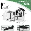 imageOutvita Rabbit Hutch Small Wood Chicken Coop 48quot Guinea Pig Cage wPullOut Tray Waterproof Asphalt Roof Chicken Run Interactive Door for Small Animal Pen OutdoorGrey