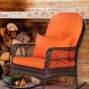 imageOutvita Rocking Chair Outdoor PE Rattan Rocking Chair with Soft Orange Cushion and Pillow for Patio Porch Poolside Living Room