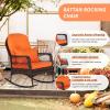 imageOutvita Rocking Chair Outdoor PE Rattan Rocking Chair with Soft Orange Cushion and Pillow for Patio Porch Poolside Living Room