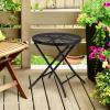 imageOutvita Round Side Table Metal Folding Patio Side Table with Flower Cutouts  AntiRust Outdoor for Porch Yard Balcony ampamp Deck  Black Small End Table