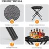 imageOutvita Round Side Table Metal Folding Patio Side Table with Flower Cutouts  AntiRust Outdoor for Porch Yard Balcony ampamp Deck  Black Small End Table