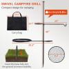 imageOutvita Swivel Campfire Grill Open Fire Cooking Equipment for Camping with Height Adjustable Grill Grate and Hanger Rod and Carry Bag