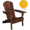 imageOutvita Wood Adirondack Chair Folding Wooden Lounge Seating All Weather Outdoor Furniture Chair with Armrest for Garden Fire Pit Yard Beach 350 LB Support  CarbonizedCarbonized