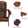 imageOutvita Wood Adirondack Chair Folding Wooden Lounge Seating All Weather Outdoor Furniture Chair with Armrest for Garden Fire Pit Yard Beach 350 LB Support  CarbonizedCarbonized