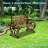imageOutvita Wooden Garden Bench Outdoor Rustic Wagon Wheel Bench with Armrest ampamp Fir Construction for Garden Porch Backyard Patio Park Seats 2 Person CarbonizedRustic
