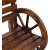 imageOutvita Wooden Garden Bench Outdoor Rustic Wagon Wheel Bench with Armrest ampamp Fir Construction for Garden Porch Backyard Patio Park Seats 2 Person CarbonizedRustic
