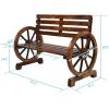 imageOutvita Wooden Garden Bench Outdoor Rustic Wagon Wheel Bench with Armrest ampamp Fir Construction for Garden Porch Backyard Patio Park Seats 2 Person CarbonizedRustic