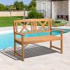 imageOutvita Wooden Garden Bench Outdoor Wood Patio Bench Rustic 2Person Loveseat Chair wArmrest for Porch Poolside Park Backyard Balcony Capacity 605Lbs X Backrest41