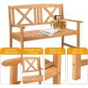 imageOutvita Wooden Garden Bench Outdoor Wood Patio Bench Rustic Two Person Loveseat Chair wArmrest for Porch Poolside Park Backyard Balcony Capacity 605Lbs X Backrest