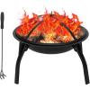 imageOutvita 22inch Fire Pit Portable Wood Burning Firepit Lightweight BBQ Grill Firepit Bowl with Log GrateampampPoker ampamp Foldable Legs for Outside Barbecue Patio Picnic Party77 Pounds