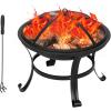 imageOutvita 22inch Fire Pit Portable Wood Burning Firepit Lightweight BBQ Grill Firepit Bowl with Log GrateampampPoker ampamp Foldable Legs for Outside Barbecue Patio Picnic Party84 Pounds