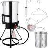 imageOutvita 30 Qt Turkey Deep Fryer Set Aluminum Fish ampamp Seafood Boiler Steamer with 55000 BTU Propane Gas Burner Stand Injector Thermometer Hose Ideal for Outdoor Fry Cooking Sliver30qt