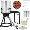 imageOutvita 30 Qt Turkey Deep Fryer ampamp 10QT Fish Fryer Kit wBasketsAluminum Fish ampamp Seafood Boiler Steamer with 54000 BTU Propane Gas Burner Stand Injector Thermometer Hose Ideal for Outdoor FryRound stove rack wside rack