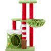imageOutvita 32quot Christmas Cat Tree Tower for Indoor Cats MultiLevel Cat Climbing Tower with Cat Condos Top Perches Hammock Scratching Posts Kittens Play Activity Center32in  3 Level