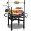 imageOutvita 33 Inch 2 in 1 Fire Pit with Grills Wood Burning Fire Pits with Adjustable Swivel Cooking Grate for Outside BBQ Patio Picnic Party