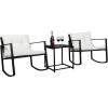 imageOutvita 3Piece Rocking Bistro Set Outdoor Wicker Patio Furniture Set with Glass Coffee Table Perfect for Outdoor Porch Balcony and Garden WhiteBlack