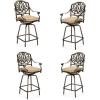 imageOutvita 4 Piece Outdoor Patio Swivel Bar Stools AllWeather Cast Aluminum Bar Height Bistro Chairs Counter Height Outdoor Barstools with Cushions for Garden Deck Backyard