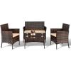 imageOutvita 4 Pieces Patio Furniture Set Rattan Conversation Sets with Loveseat Soft Cushion and Glass Table for Garden Backyard Balcony Porch PoolsideBrown GradientBrown Gradient