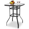 imageOutvita 40 Inch Patio Bar Table Square Outdoor Bar Height Bistro Table with Tempered Glass Tabletop ampamp Umbrella Hole Outdoor Cocktail Table for Patio Yard PoolsideBlack frame with clear glass